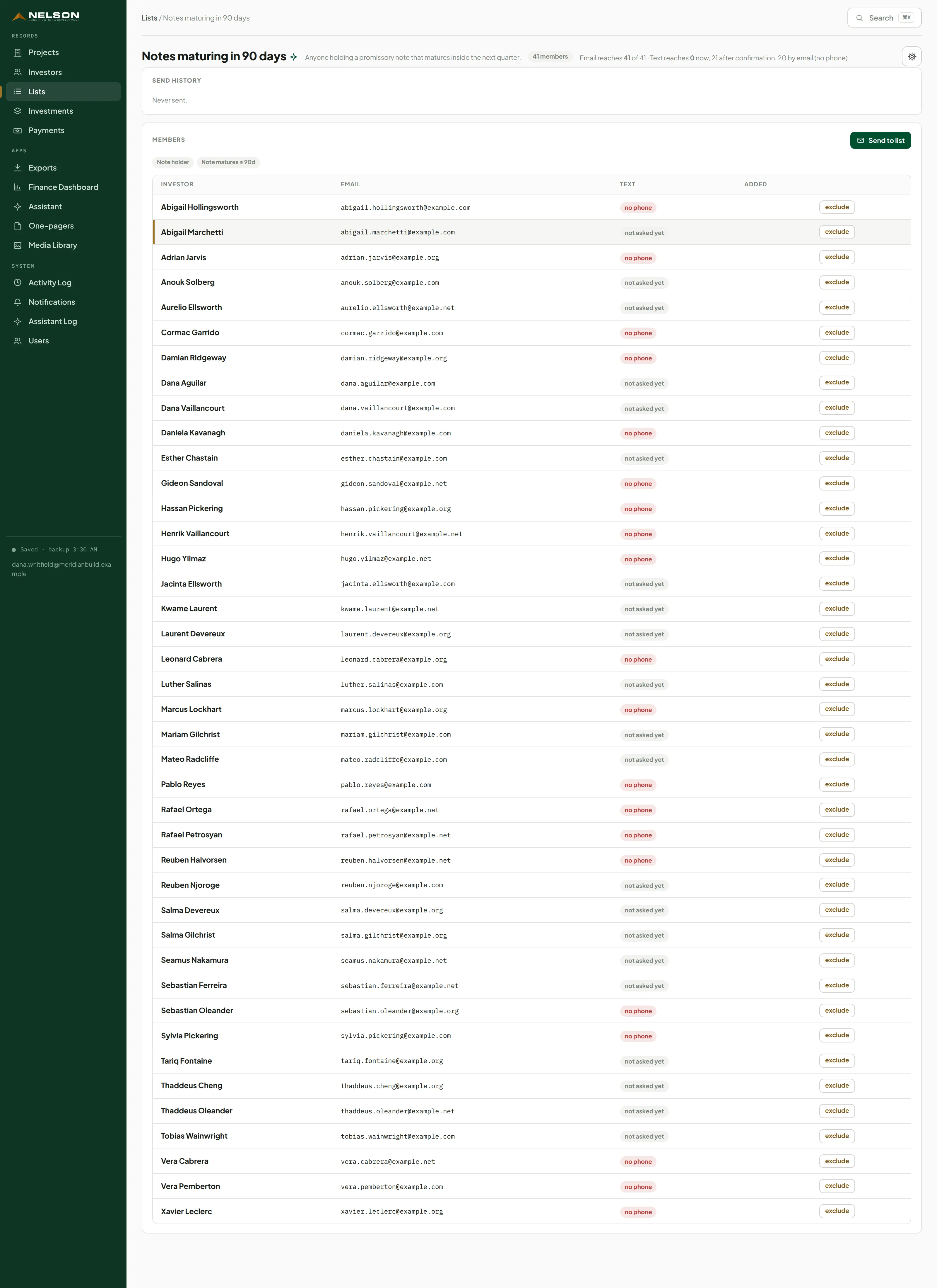 A smart list opened, with membership evaluated when it is read.